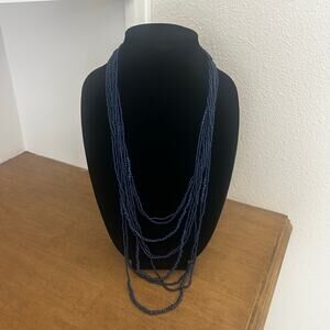 Blue Multi-strand beaded necklace unbranded long Bohemian statement piece